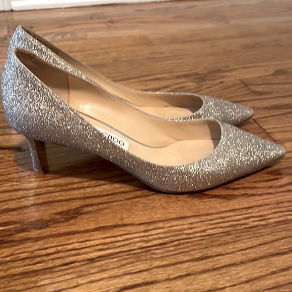 Jimmy Choo Silver Glitter Pointy Toe Pumps Size 38 1/2 (EU) (US)